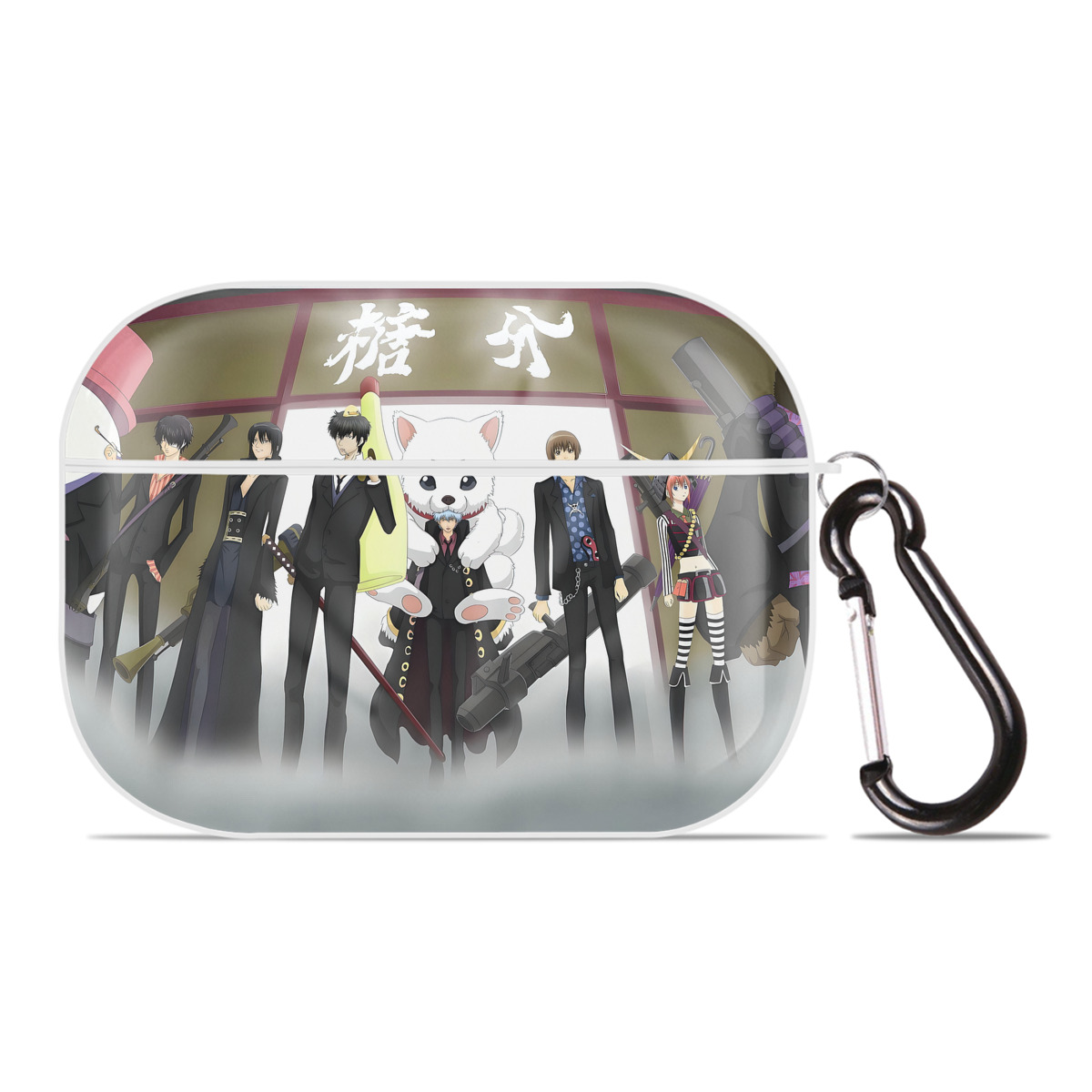 （画像用） ぎんたま 坂田銀時（さかたぎんとき） 神楽 志村新八（しむら しんぱち） GINTAMA Sakata Gintoki Kagura Shimura Shinpachi 【AirPods Pro用】ハードシェル保護ケース 耐衝撃・防指紋・カラビナ付き商品仕様