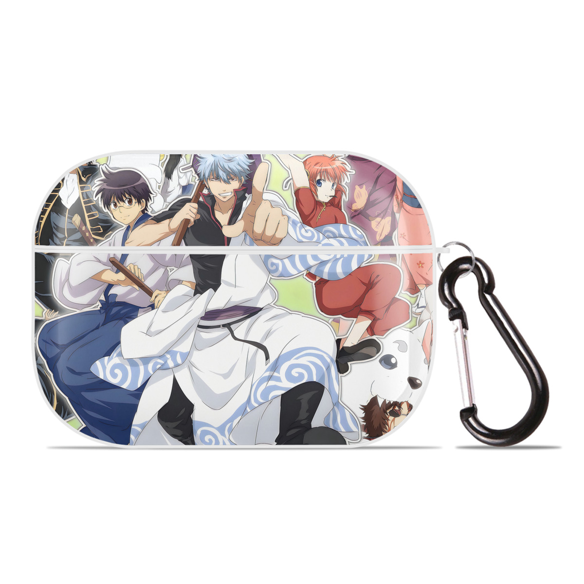 （画像用） ぎんたま 坂田銀時（さかたぎんとき） 神楽 志村新八（しむら しんぱち） GINTAMA Sakata Gintoki Kagura Shimura Shinpachi 【AirPods Pro用】ハードシェル保護ケース 耐衝撃・防指紋・カラビナ付き商品仕様