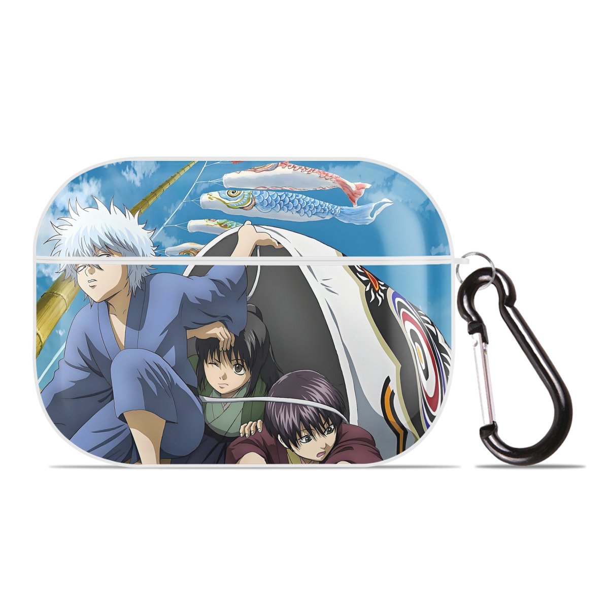 （画像用） ぎんたま 坂田銀時（さかたぎんとき） 神楽 志村新八（しむら しんぱち） GINTAMA Sakata Gintoki Kagura Shimura Shinpachi 【AirPods Pro用】ハードシェル保護ケース 耐衝撃・防指紋・カラビナ付き商品仕様