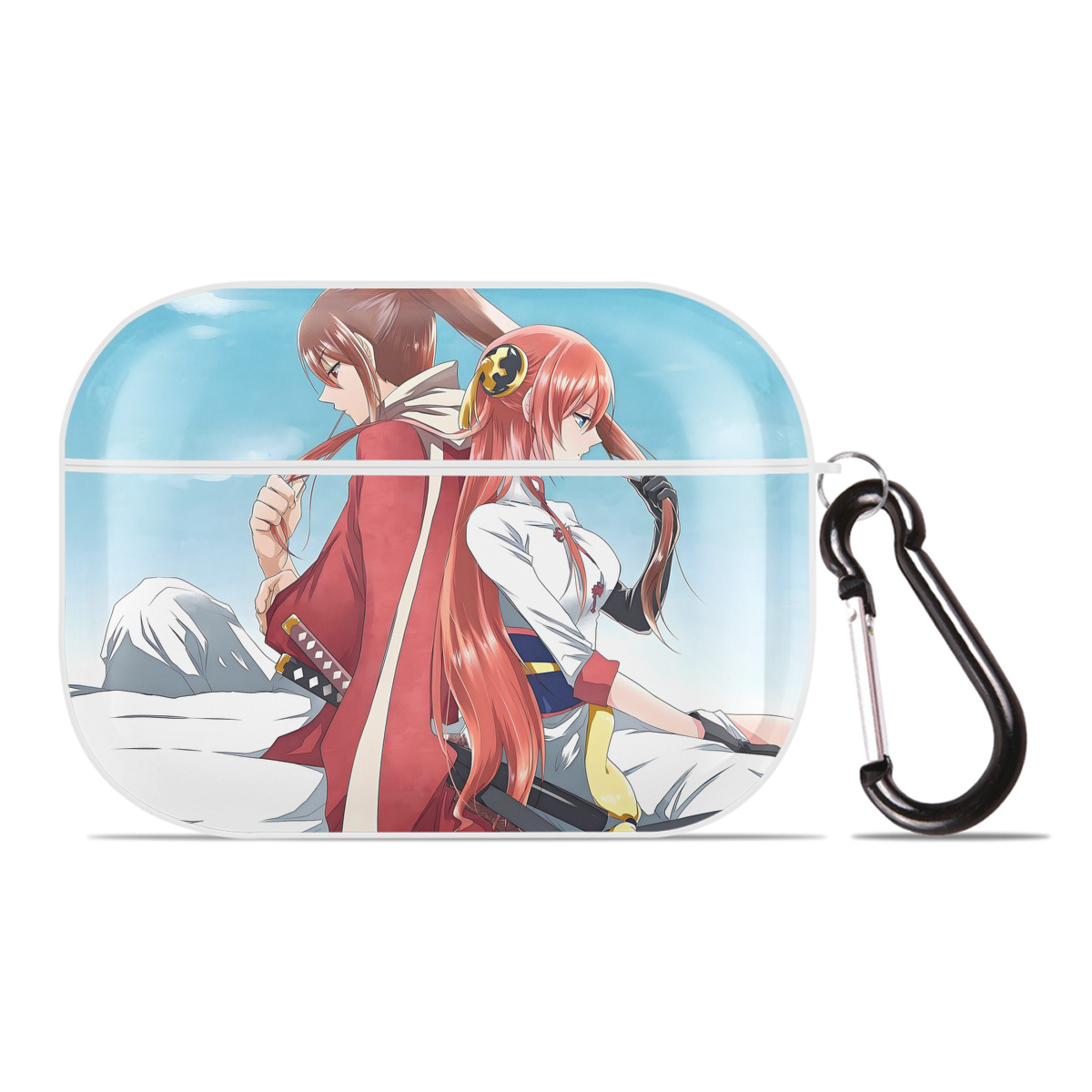 （画像用） ぎんたま 坂田銀時（さかたぎんとき） 神楽 志村新八（しむら しんぱち） GINTAMA Sakata Gintoki Kagura Shimura Shinpachi 【AirPods Pro用】ハードシェル保護ケース 耐衝撃・防指紋・カラビナ付き商品仕様