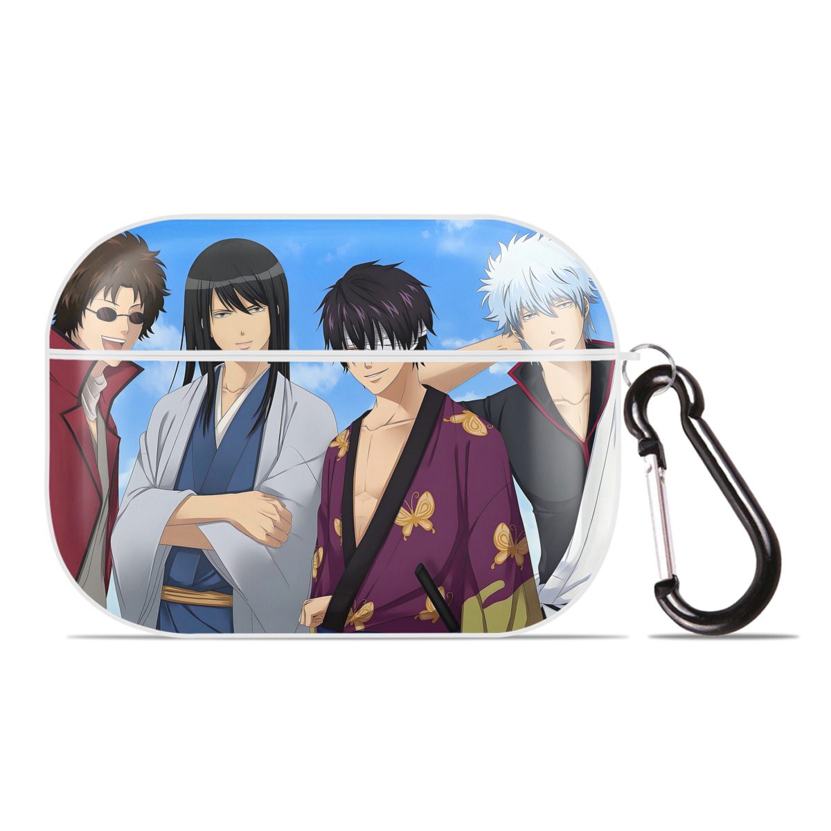 （画像用） ぎんたま 坂田銀時（さかたぎんとき） 神楽 志村新八（しむら しんぱち） GINTAMA Sakata Gintoki Kagura Shimura Shinpachi 【AirPods Pro用】ハードシェル保護ケース 耐衝撃・防指紋・カラビナ付き商品仕様