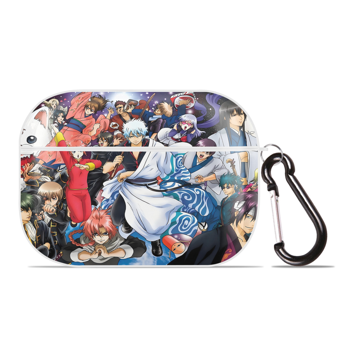 （画像用） ぎんたま 坂田銀時（さかたぎんとき） 神楽 志村新八（しむら しんぱち） GINTAMA Sakata Gintoki Kagura Shimura Shinpachi 【AirPods Pro用】ハードシェル保護ケース 耐衝撃・防指紋・カラビナ付き商品仕様