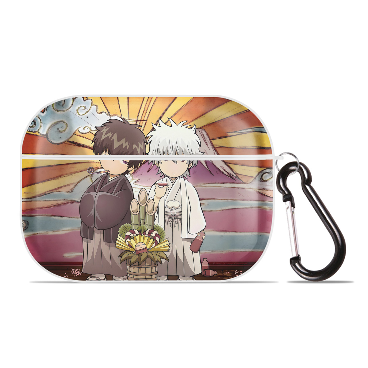 （画像用） ぎんたま 坂田銀時（さかたぎんとき） 神楽 志村新八（しむら しんぱち） GINTAMA Sakata Gintoki Kagura Shimura Shinpachi 【AirPods Pro用】ハードシェル保護ケース 耐衝撃・防指紋・カラビナ付き商品仕様