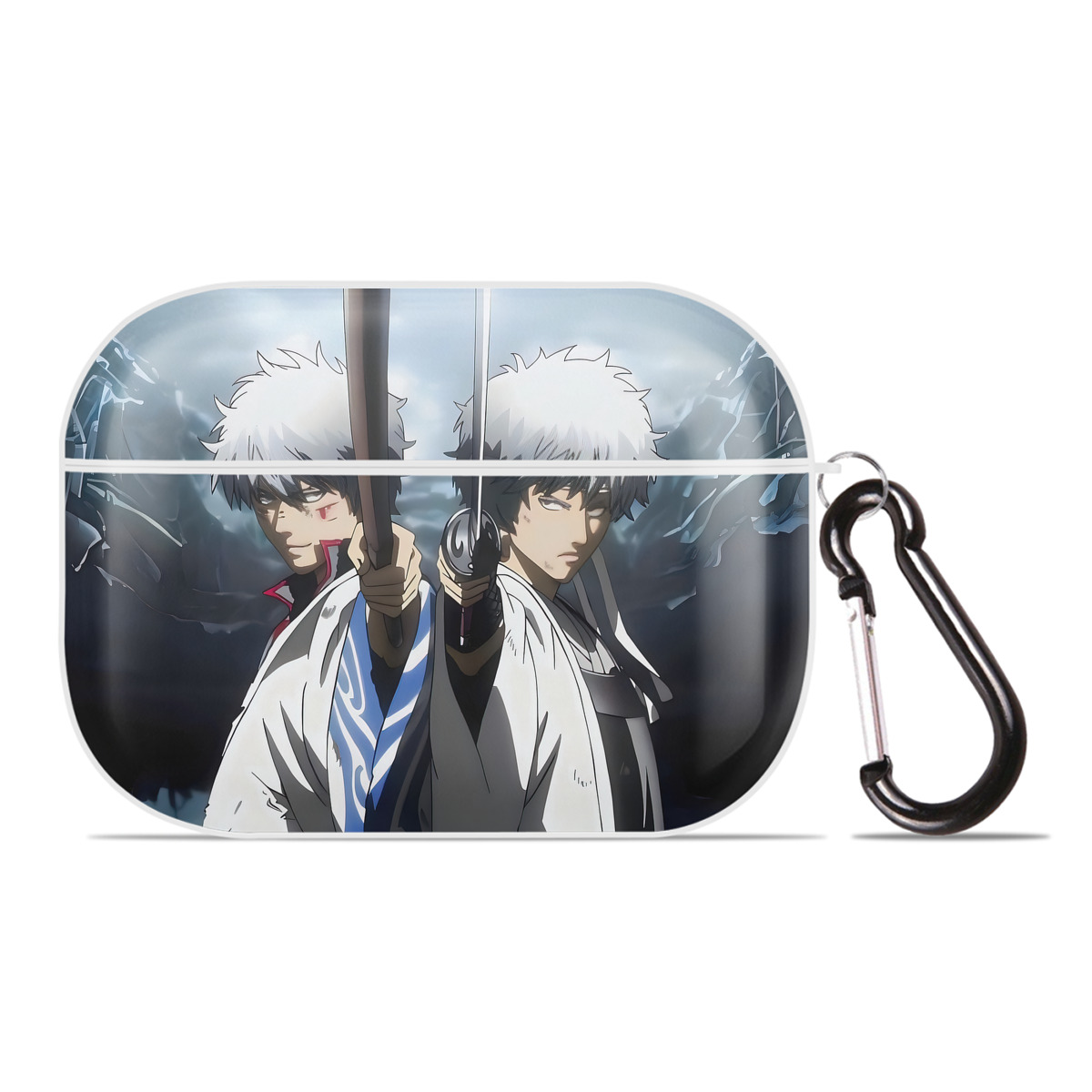 （画像用） ぎんたま 坂田銀時（さかたぎんとき） 神楽 志村新八（しむら しんぱち） GINTAMA Sakata Gintoki Kagura Shimura Shinpachi 【AirPods Pro用】ハードシェル保護ケース 耐衝撃・防指紋・カラビナ付き商品仕様