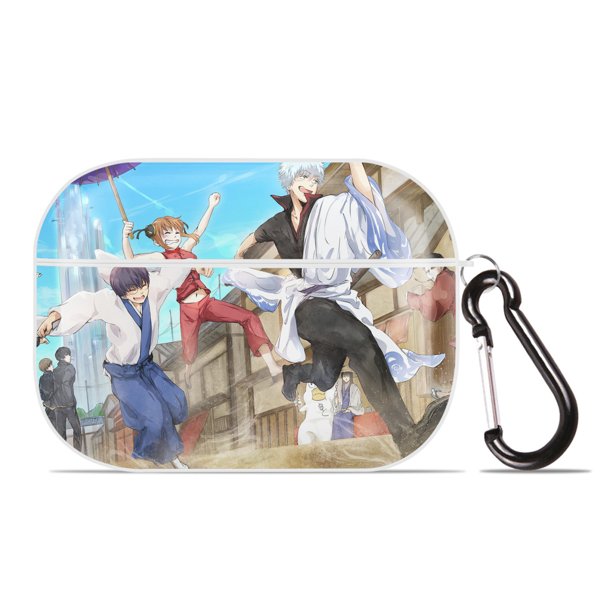 （画像用） ぎんたま 坂田銀時（さかたぎんとき） 神楽 志村新八（しむら しんぱち） GINTAMA Sakata Gintoki Kagura Shimura Shinpachi 【AirPods Pro用】ハードシェル保護ケース 耐衝撃・防指紋・カラビナ付き商品仕様