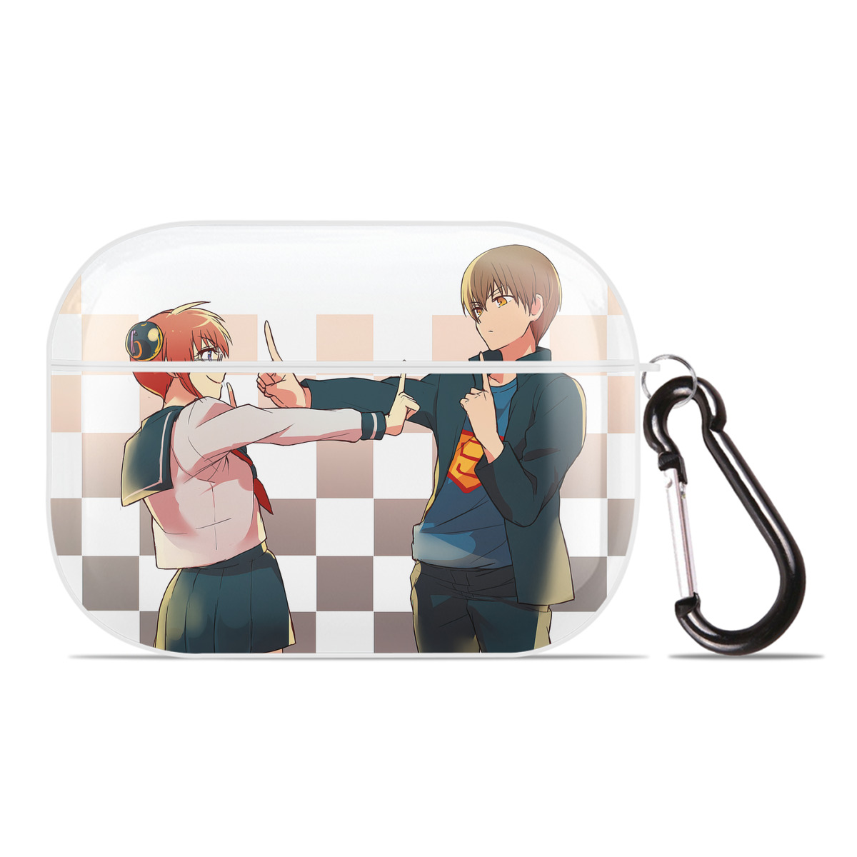 （画像用） ぎんたま 坂田銀時（さかたぎんとき） 神楽 志村新八（しむら しんぱち） GINTAMA Sakata Gintoki Kagura Shimura Shinpachi 【AirPods Pro用】ハードシェル保護ケース 耐衝撃・防指紋・カラビナ付き商品仕様