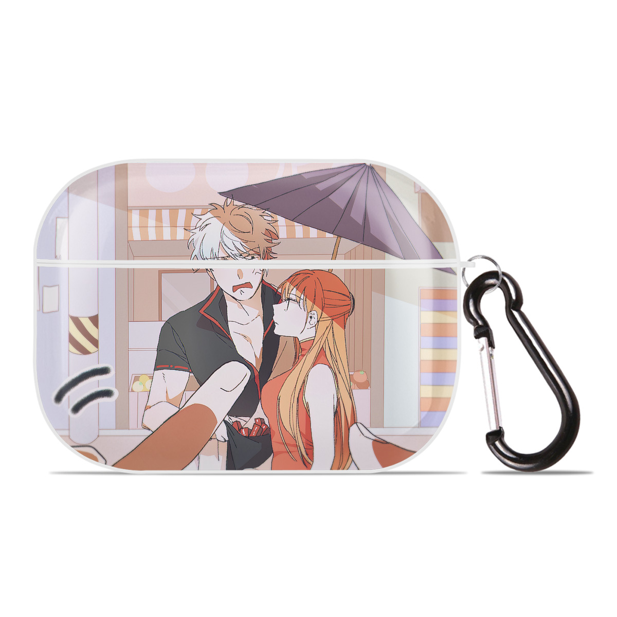 （画像用） ぎんたま 坂田銀時（さかたぎんとき） 神楽 志村新八（しむら しんぱち） GINTAMA Sakata Gintoki Kagura Shimura Shinpachi 【AirPods Pro用】ハードシェル保護ケース 耐衝撃・防指紋・カラビナ付き商品仕様