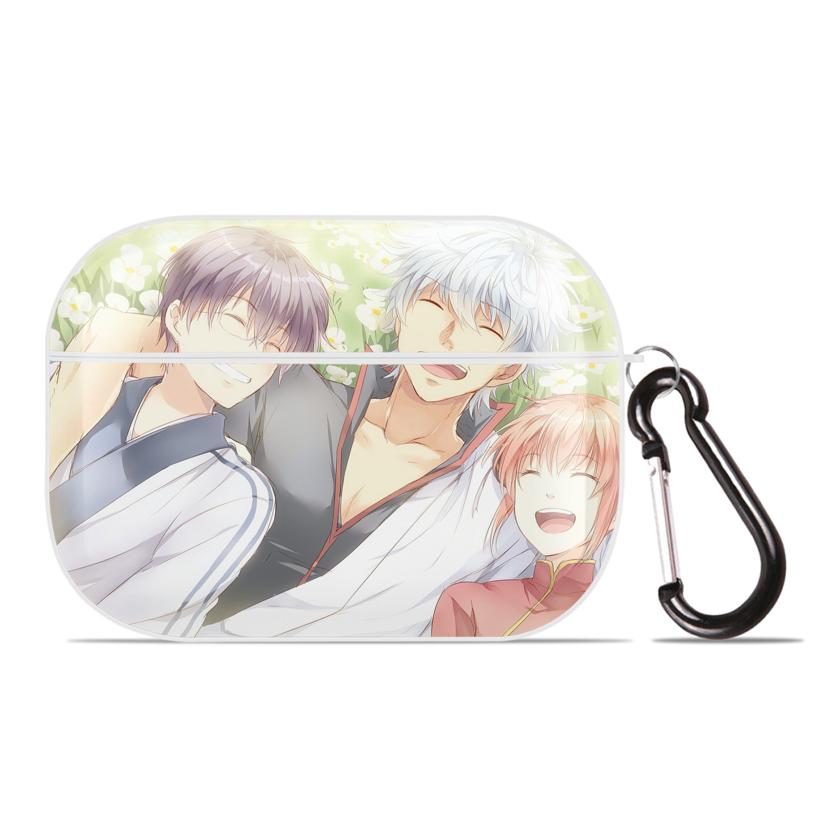 （画像用） ぎんたま 坂田銀時（さかたぎんとき） 神楽 志村新八（しむら しんぱち） GINTAMA Sakata Gintoki Kagura Shimura Shinpachi 【AirPods Pro用】ハードシェル保護ケース 耐衝撃・防指紋・カラビナ付き商品仕様