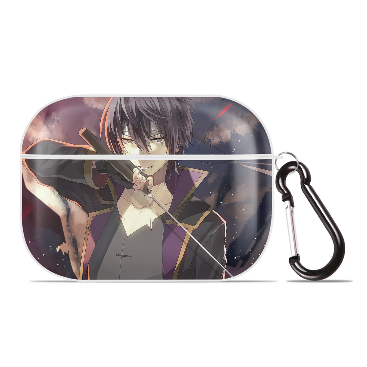 （画像用） ぎんたま 坂田銀時（さかたぎんとき） 神楽 志村新八（しむら しんぱち） GINTAMA Sakata Gintoki Kagura Shimura Shinpachi 【AirPods Pro用】ハードシェル保護ケース 耐衝撃・防指紋・カラビナ付き商品仕様
