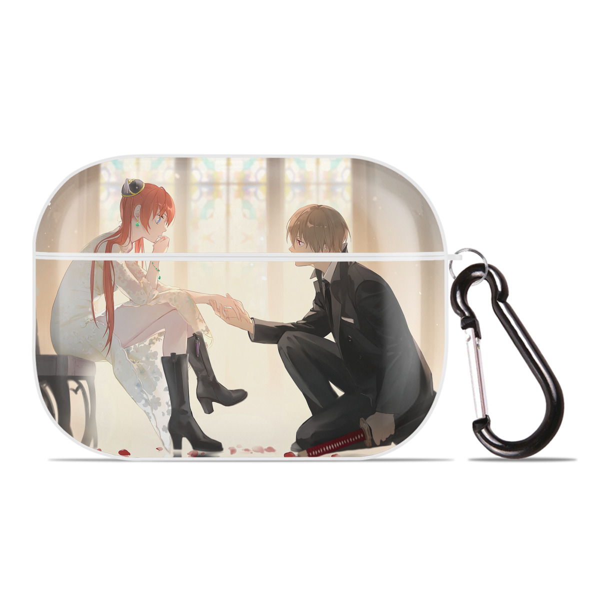 （画像用） ぎんたま 坂田銀時（さかたぎんとき） 神楽 志村新八（しむら しんぱち） GINTAMA Sakata Gintoki Kagura Shimura Shinpachi 【AirPods Pro用】ハードシェル保護ケース 耐衝撃・防指紋・カラビナ付き商品仕様