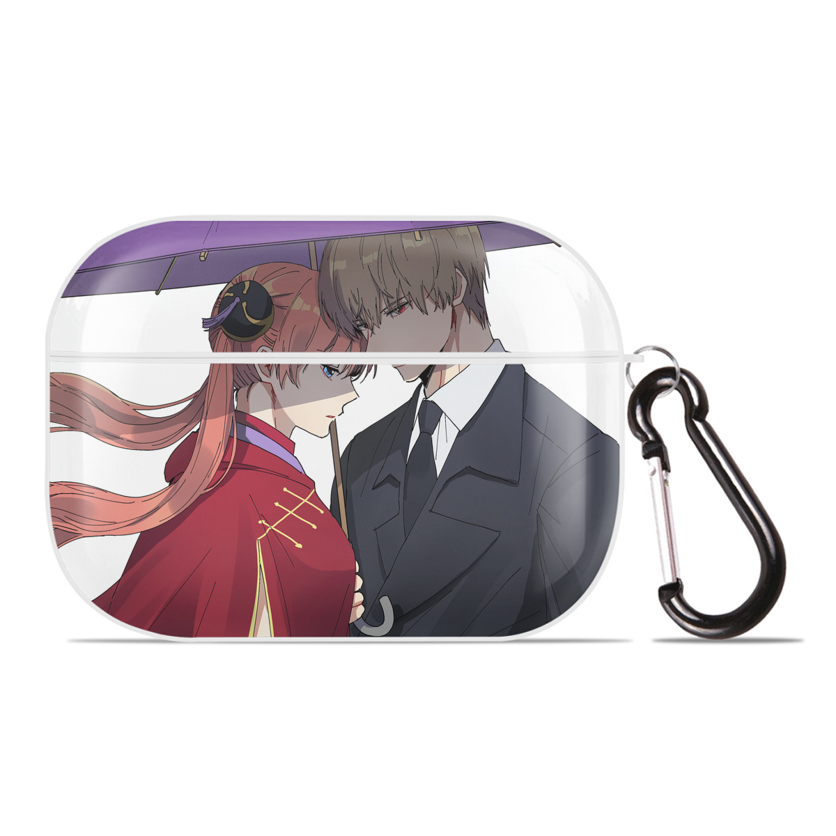 （画像用） ぎんたま 坂田銀時（さかたぎんとき） 神楽 志村新八（しむら しんぱち） GINTAMA Sakata Gintoki Kagura Shimura Shinpachi 【AirPods Pro用】ハードシェル保護ケース 耐衝撃・防指紋・カラビナ付き商品仕様