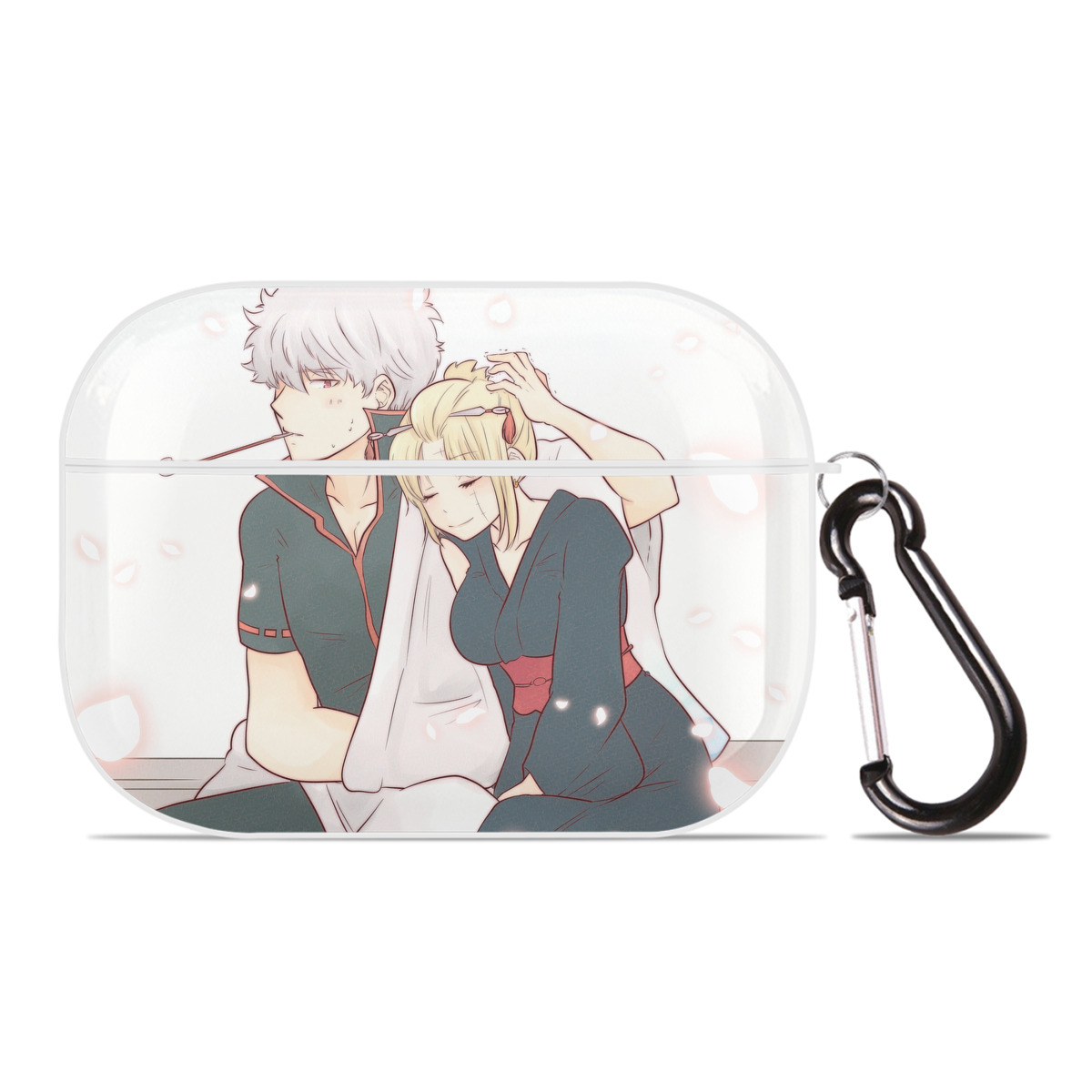 （画像用） ぎんたま 坂田銀時（さかたぎんとき） 神楽 志村新八（しむら しんぱち） GINTAMA Sakata Gintoki Kagura Shimura Shinpachi 【AirPods Pro用】ハードシェル保護ケース 耐衝撃・防指紋・カラビナ付き商品仕様