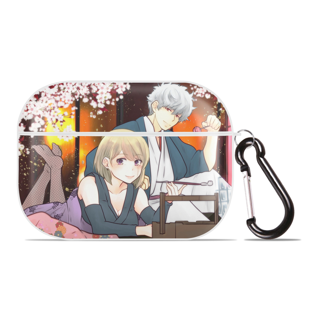 （画像用） ぎんたま 坂田銀時（さかたぎんとき） 神楽 志村新八（しむら しんぱち） GINTAMA Sakata Gintoki Kagura Shimura Shinpachi 【AirPods Pro用】ハードシェル保護ケース 耐衝撃・防指紋・カラビナ付き商品仕様