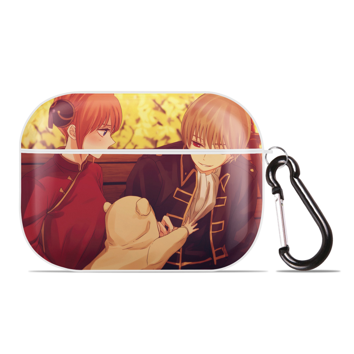 （画像用） ぎんたま 坂田銀時（さかたぎんとき） 神楽 志村新八（しむら しんぱち） GINTAMA Sakata Gintoki Kagura Shimura Shinpachi 【AirPods Pro用】ハードシェル保護ケース 耐衝撃・防指紋・カラビナ付き商品仕様