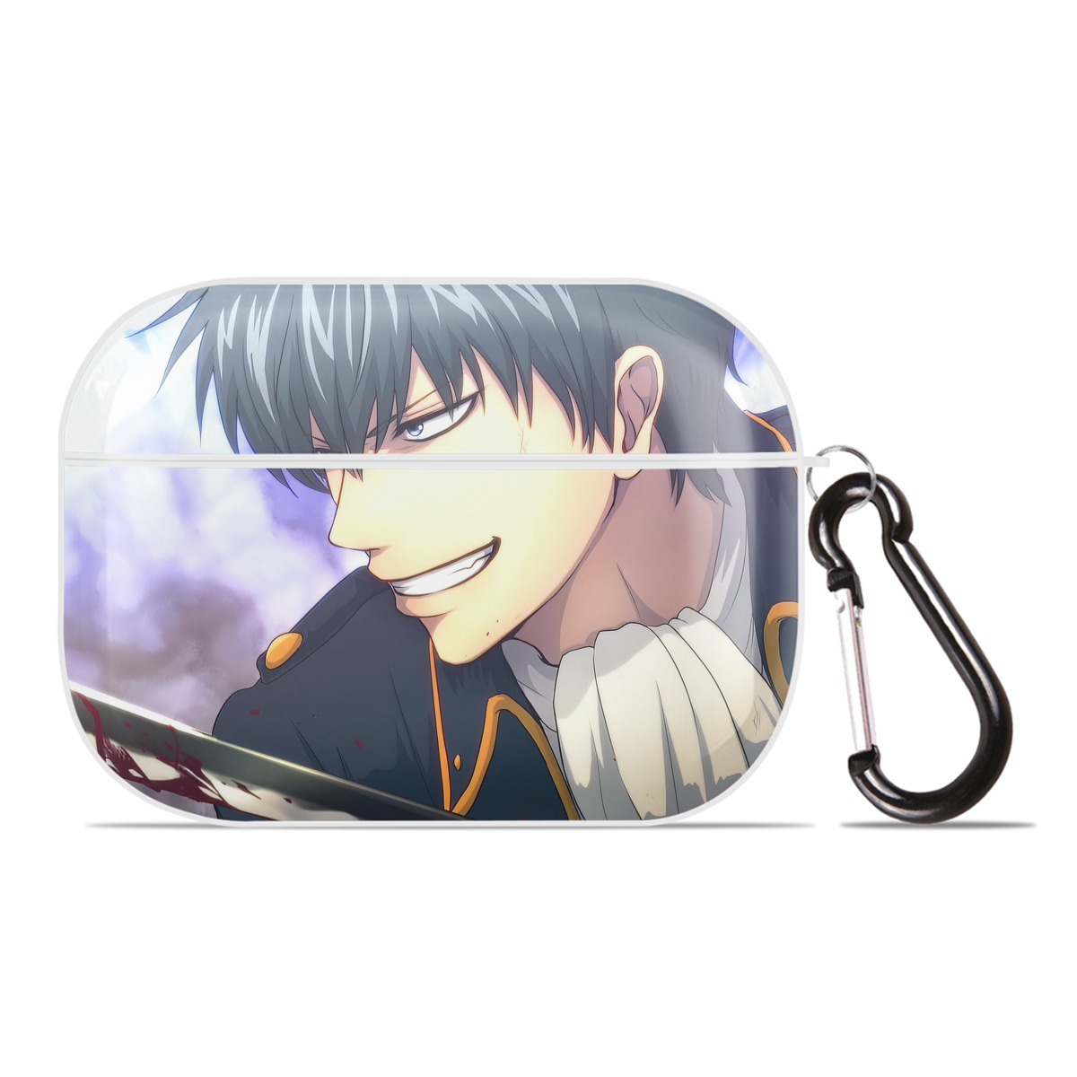 （画像用） ぎんたま 坂田銀時（さかたぎんとき） 神楽 志村新八（しむら しんぱち） GINTAMA Sakata Gintoki Kagura Shimura Shinpachi 【AirPods Pro用】ハードシェル保護ケース 耐衝撃・防指紋・カラビナ付き商品仕様