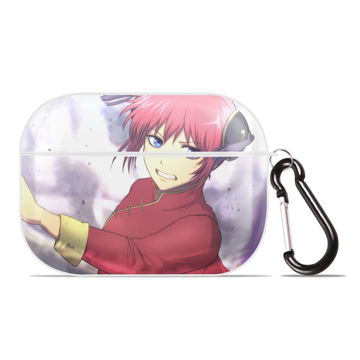 （画像用） ぎんたま 坂田銀時（さかたぎんとき） 神楽 志村新八（しむら しんぱち） GINTAMA Sakata Gintoki Kagura Shimura Shinpachi 【AirPods Pro用】ハードシェル保護ケース 耐衝撃・防指紋・カラビナ付き商品仕様