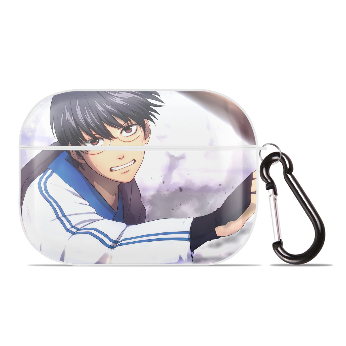 （画像用） ぎんたま 坂田銀時（さかたぎんとき） 神楽 志村新八（しむら しんぱち） GINTAMA Sakata Gintoki Kagura Shimura Shinpachi 【AirPods Pro用】ハードシェル保護ケース 耐衝撃・防指紋・カラビナ付き商品仕様