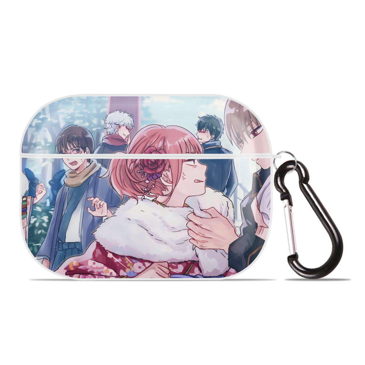 （画像用） ぎんたま 坂田銀時（さかたぎんとき） 神楽 志村新八（しむら しんぱち） GINTAMA Sakata Gintoki Kagura Shimura Shinpachi 【AirPods Pro用】ハードシェル保護ケース 耐衝撃・防指紋・カラビナ付き商品仕様