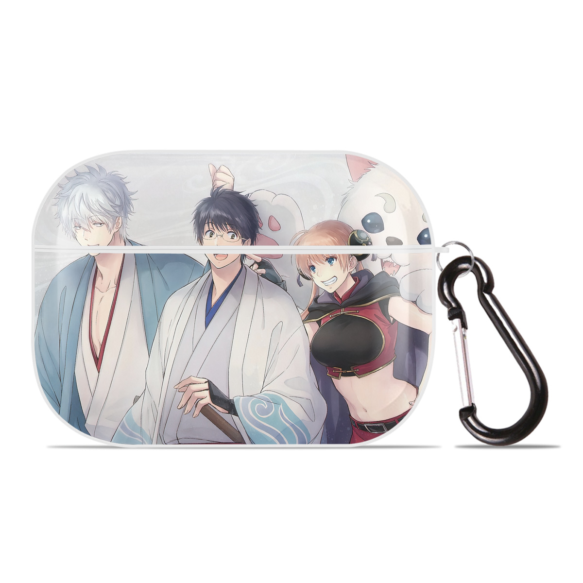 （画像用） ぎんたま 坂田銀時（さかたぎんとき） 神楽 志村新八（しむら しんぱち） GINTAMA Sakata Gintoki Kagura Shimura Shinpachi 【AirPods Pro用】ハードシェル保護ケース 耐衝撃・防指紋・カラビナ付き商品仕様