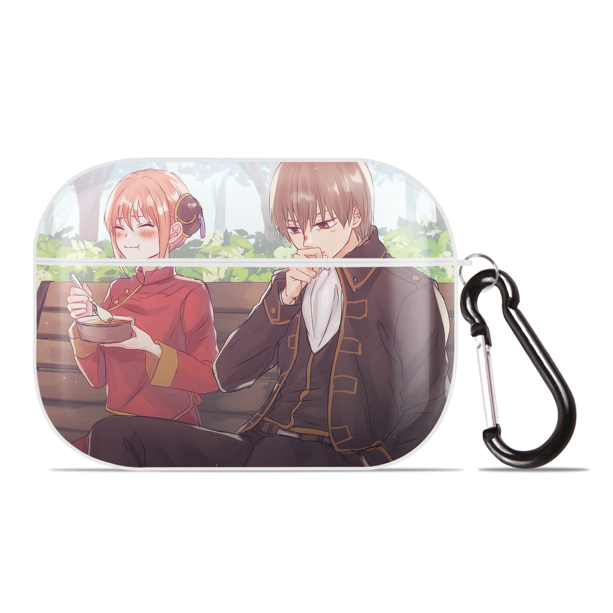 （画像用） ぎんたま 坂田銀時（さかたぎんとき） 神楽 志村新八（しむら しんぱち） GINTAMA Sakata Gintoki Kagura Shimura Shinpachi 【AirPods Pro用】ハードシェル保護ケース 耐衝撃・防指紋・カラビナ付き商品仕様