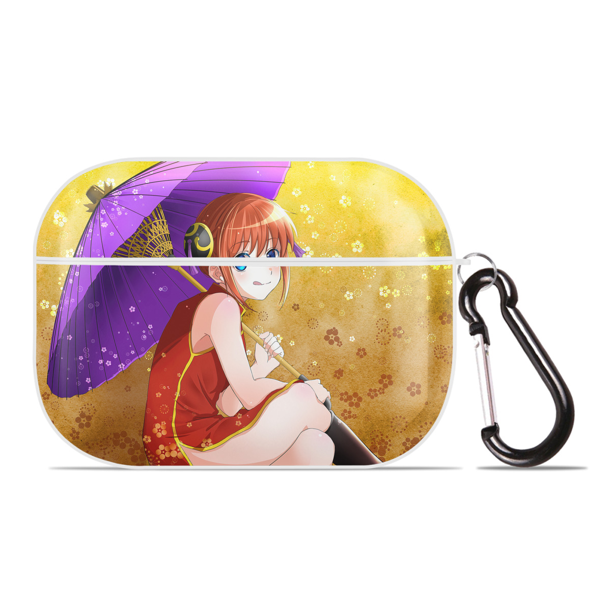 （画像用） ぎんたま 坂田銀時（さかたぎんとき） 神楽 志村新八（しむら しんぱち） GINTAMA Sakata Gintoki Kagura Shimura Shinpachi 【AirPods Pro用】ハードシェル保護ケース 耐衝撃・防指紋・カラビナ付き商品仕様