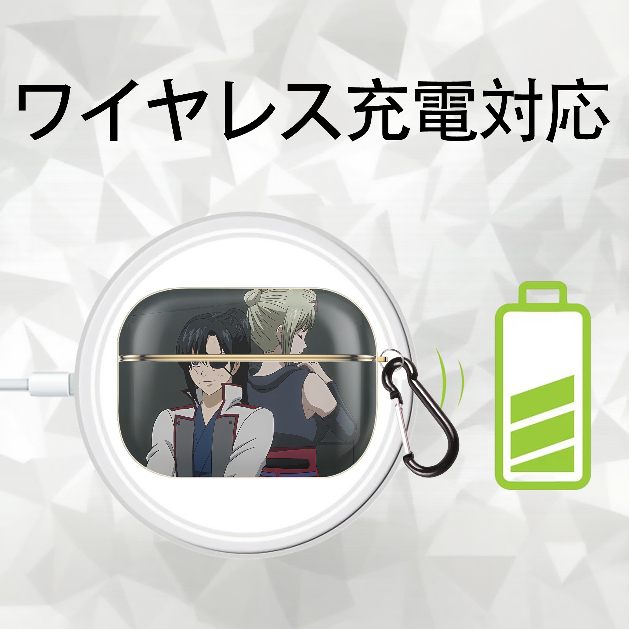 ぎんたま 坂田銀時（さかたぎんとき） 神楽 志村新八（しむら しんぱち） GINTAMA Sakata Gintoki Kagura Shimura Shinpachi 【AirPods Pro用】ハードシェル保護ケース｜耐衝撃・防指紋・カラビナ付き商品仕様
