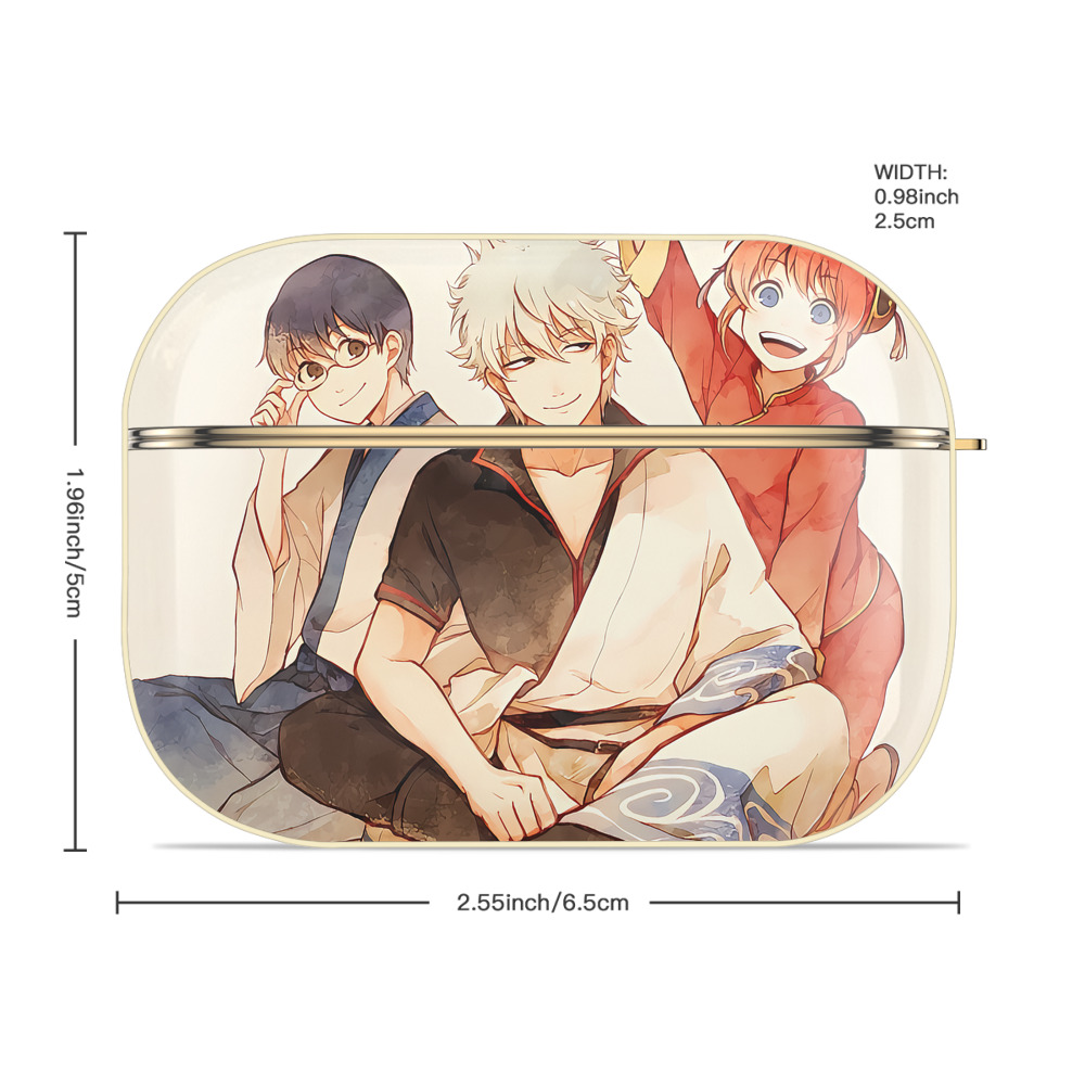 ぎんたま 坂田銀時（さかたぎんとき） 神楽 志村新八（しむら しんぱち） GINTAMA Sakata Gintoki Kagura Shimura Shinpachi 【AirPods Pro用】ハードシェル保護ケース｜耐衝撃・防指紋・カラビナ付き商品仕様