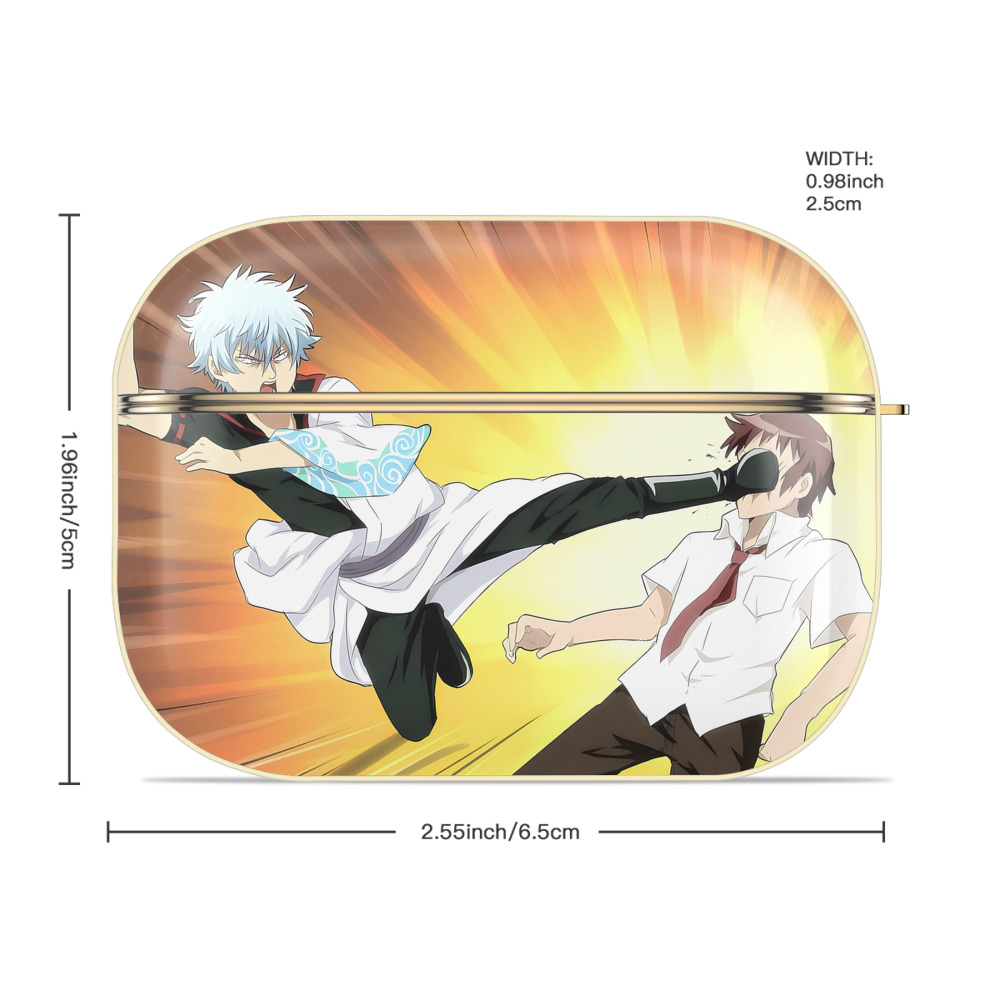ぎんたま 坂田銀時（さかたぎんとき） 神楽 志村新八（しむら しんぱち） GINTAMA Sakata Gintoki Kagura Shimura Shinpachi 【AirPods Pro用】ハードシェル保護ケース｜耐衝撃・防指紋・カラビナ付き商品仕様