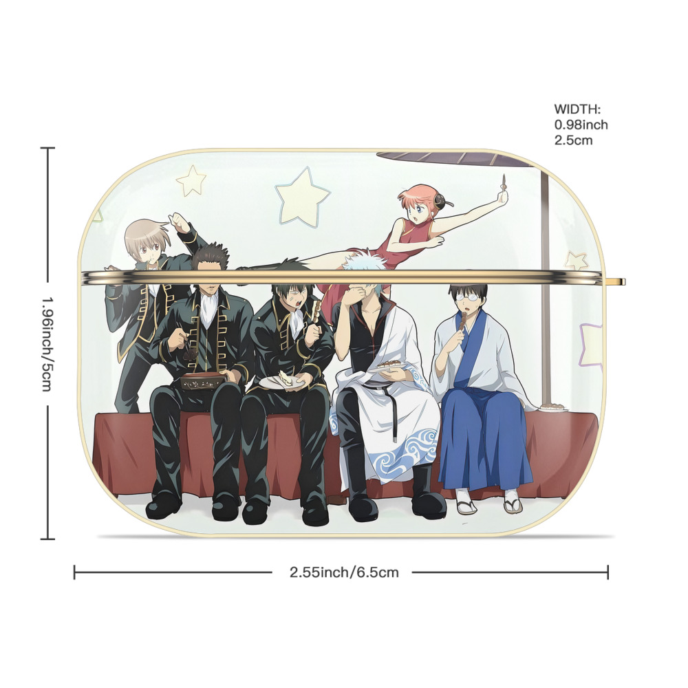 ぎんたま 坂田銀時（さかたぎんとき） 神楽 志村新八（しむら しんぱち） GINTAMA Sakata Gintoki Kagura Shimura Shinpachi 【AirPods Pro用】ハードシェル保護ケース｜耐衝撃・防指紋・カラビナ付き商品仕様