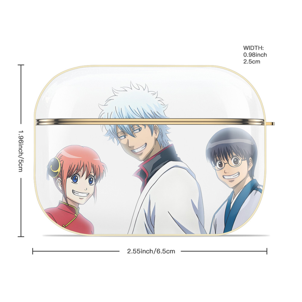 ぎんたま 坂田銀時（さかたぎんとき） 神楽 志村新八（しむら しんぱち） GINTAMA Sakata Gintoki Kagura Shimura Shinpachi 【AirPods Pro用】ハードシェル保護ケース｜耐衝撃・防指紋・カラビナ付き商品仕様