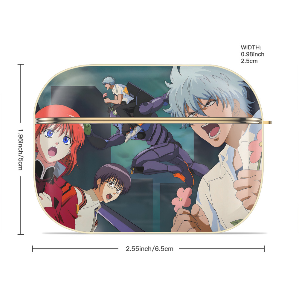 ぎんたま 坂田銀時（さかたぎんとき） 神楽 志村新八（しむら しんぱち） GINTAMA Sakata Gintoki Kagura Shimura Shinpachi 【AirPods Pro用】ハードシェル保護ケース｜耐衝撃・防指紋・カラビナ付き商品仕様