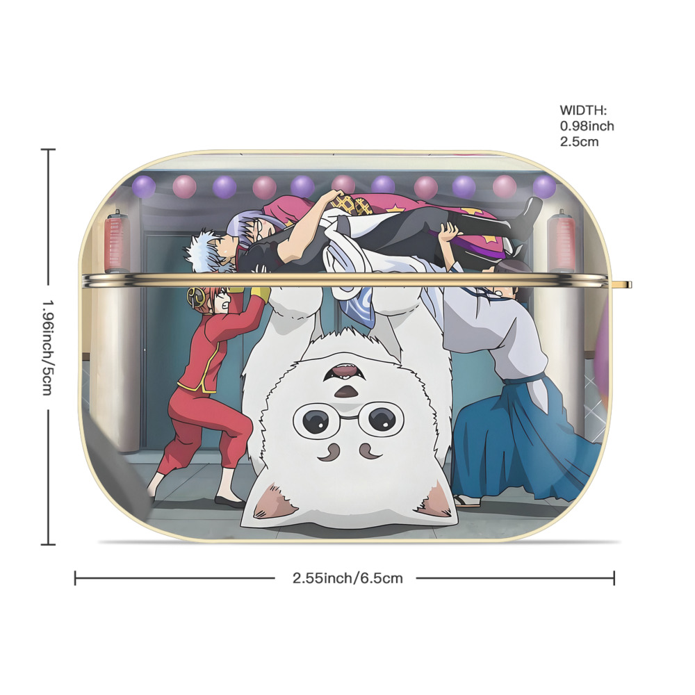 ぎんたま 坂田銀時（さかたぎんとき） 神楽 志村新八（しむら しんぱち） GINTAMA Sakata Gintoki Kagura Shimura Shinpachi 【AirPods Pro用】ハードシェル保護ケース｜耐衝撃・防指紋・カラビナ付き商品仕様