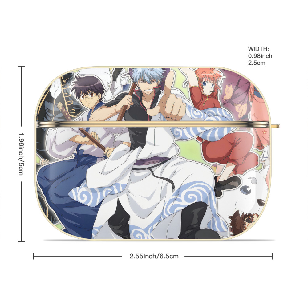 ぎんたま 坂田銀時（さかたぎんとき） 神楽 志村新八（しむら しんぱち） GINTAMA Sakata Gintoki Kagura Shimura Shinpachi 【AirPods Pro用】ハードシェル保護ケース｜耐衝撃・防指紋・カラビナ付き商品仕様
