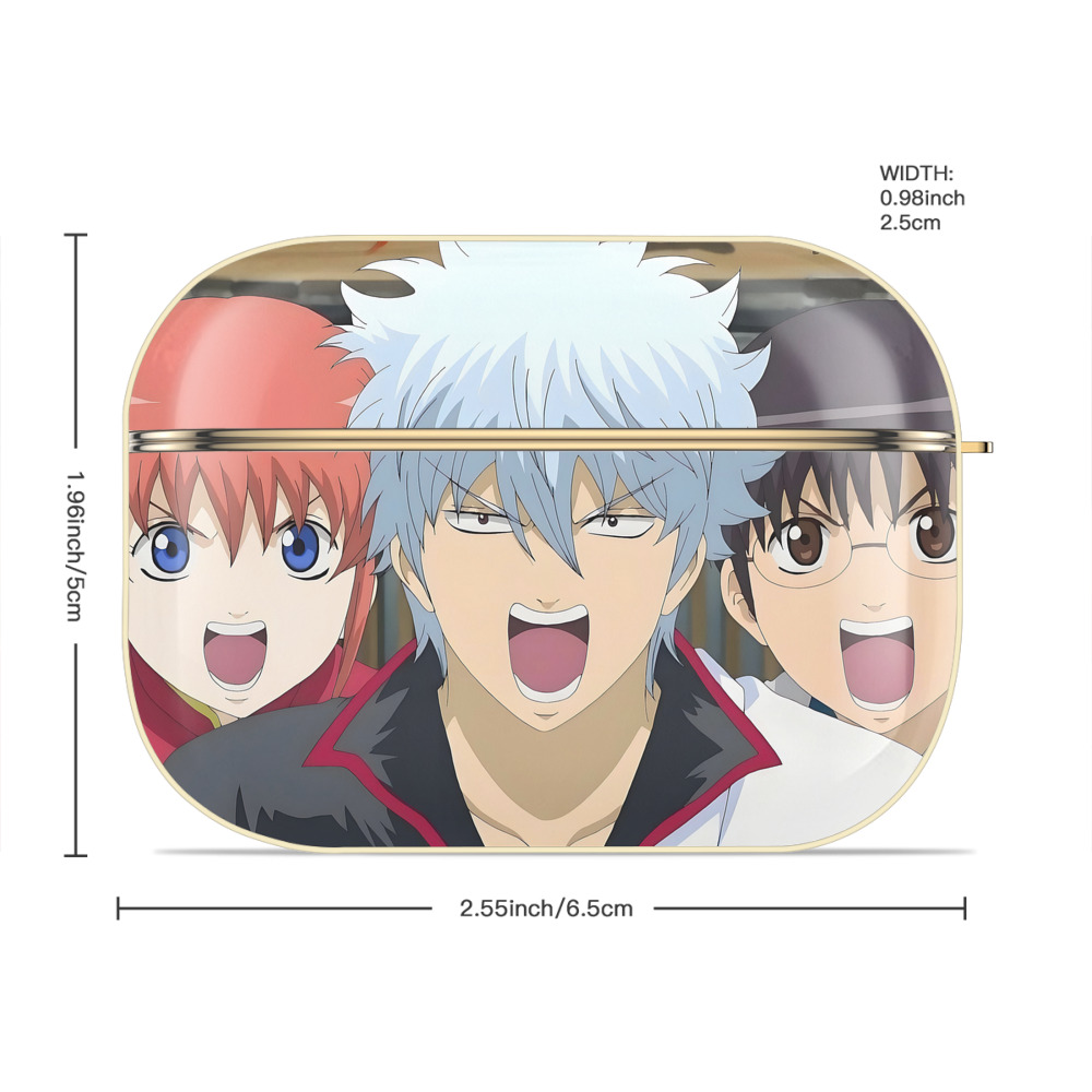 ぎんたま 坂田銀時（さかたぎんとき） 神楽 志村新八（しむら しんぱち） GINTAMA Sakata Gintoki Kagura Shimura Shinpachi 【AirPods Pro用】ハードシェル保護ケース｜耐衝撃・防指紋・カラビナ付き商品仕様