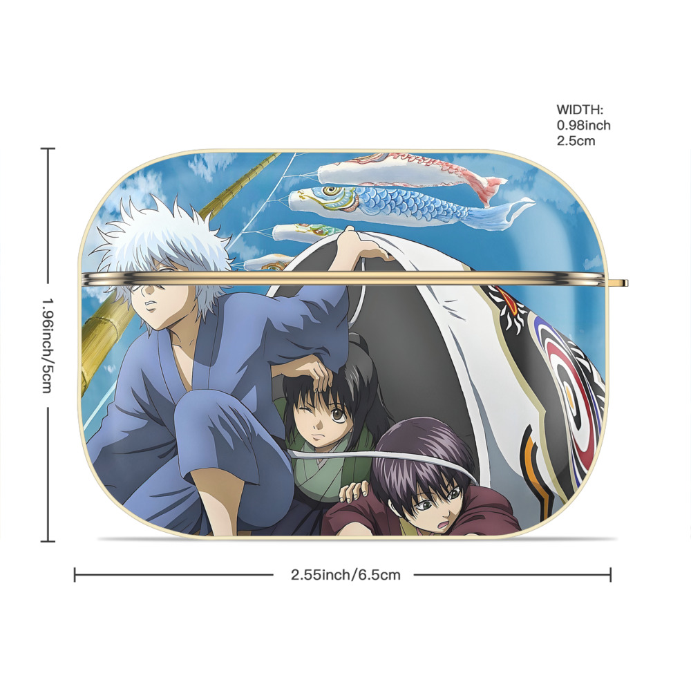 ぎんたま 坂田銀時（さかたぎんとき） 神楽 志村新八（しむら しんぱち） GINTAMA Sakata Gintoki Kagura Shimura Shinpachi 【AirPods Pro用】ハードシェル保護ケース｜耐衝撃・防指紋・カラビナ付き商品仕様