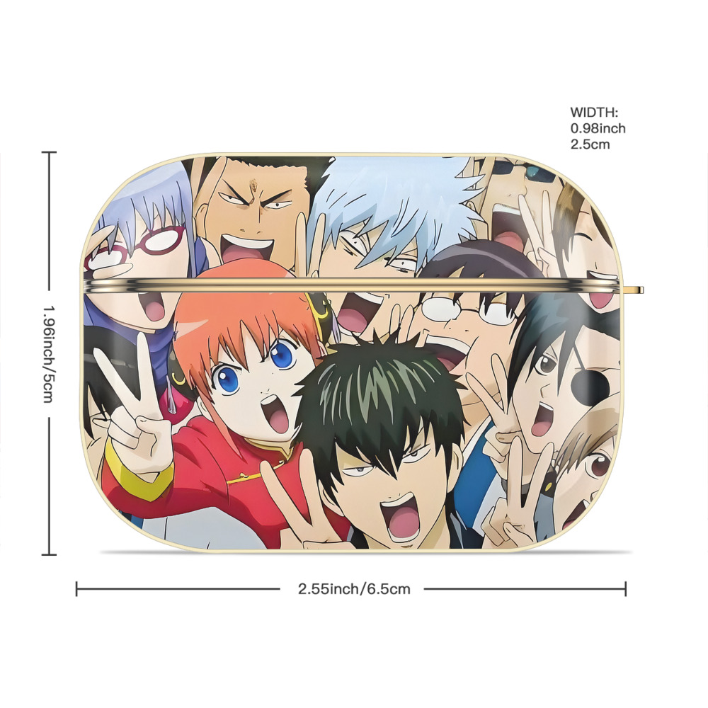 ぎんたま 坂田銀時（さかたぎんとき） 神楽 志村新八（しむら しんぱち） GINTAMA Sakata Gintoki Kagura Shimura Shinpachi 【AirPods Pro用】ハードシェル保護ケース｜耐衝撃・防指紋・カラビナ付き商品仕様
