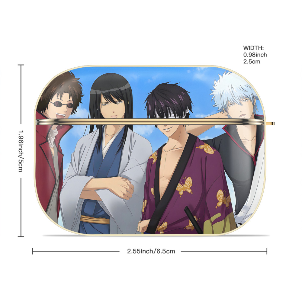 ぎんたま 坂田銀時（さかたぎんとき） 神楽 志村新八（しむら しんぱち） GINTAMA Sakata Gintoki Kagura Shimura Shinpachi 【AirPods Pro用】ハードシェル保護ケース｜耐衝撃・防指紋・カラビナ付き商品仕様