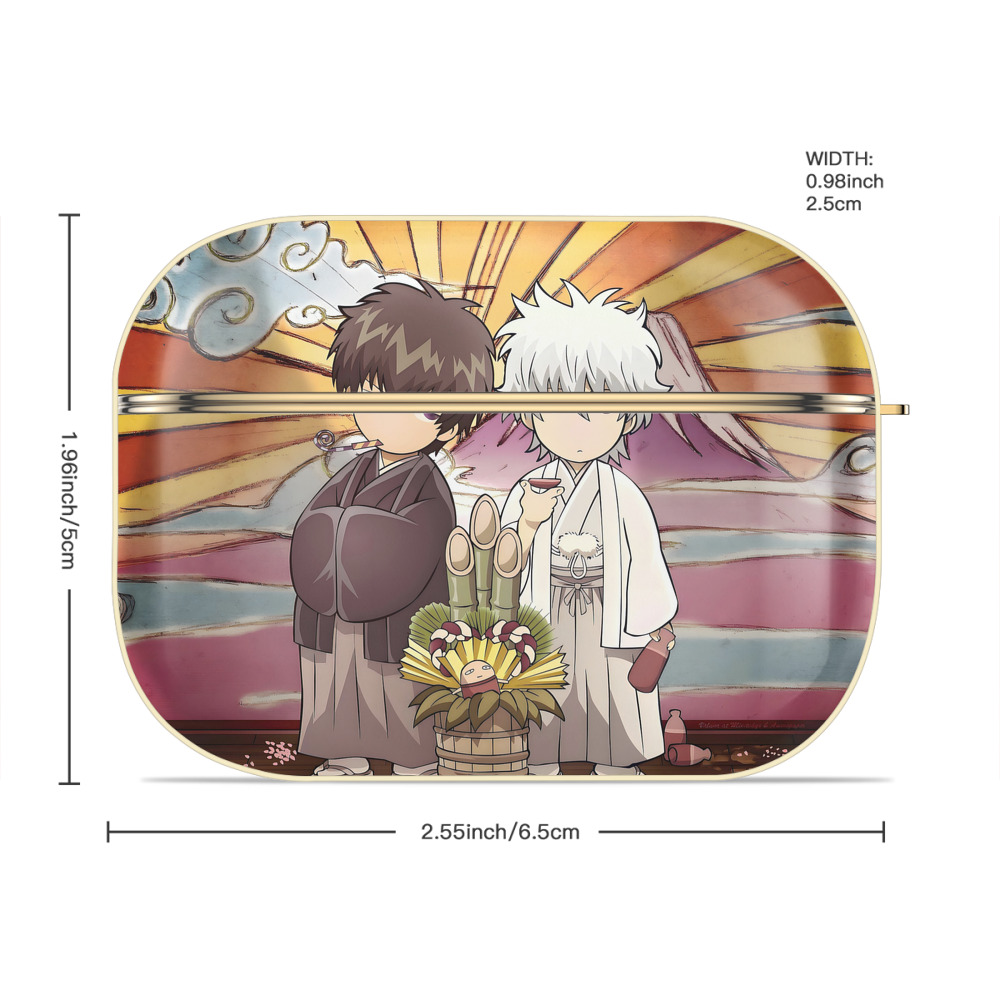 ぎんたま 坂田銀時（さかたぎんとき） 神楽 志村新八（しむら しんぱち） GINTAMA Sakata Gintoki Kagura Shimura Shinpachi 【AirPods Pro用】ハードシェル保護ケース｜耐衝撃・防指紋・カラビナ付き商品仕様