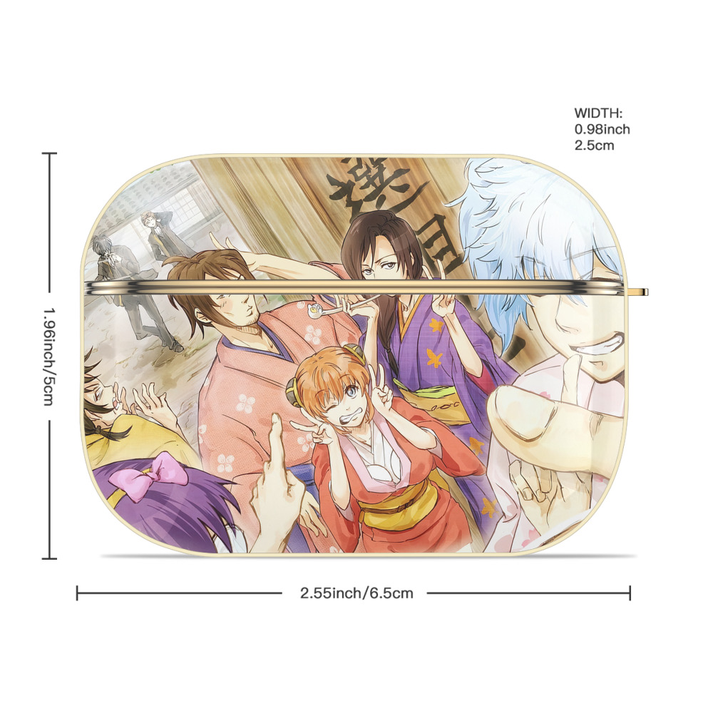ぎんたま 坂田銀時（さかたぎんとき） 神楽 志村新八（しむら しんぱち） GINTAMA Sakata Gintoki Kagura Shimura Shinpachi 【AirPods Pro用】ハードシェル保護ケース｜耐衝撃・防指紋・カラビナ付き商品仕様