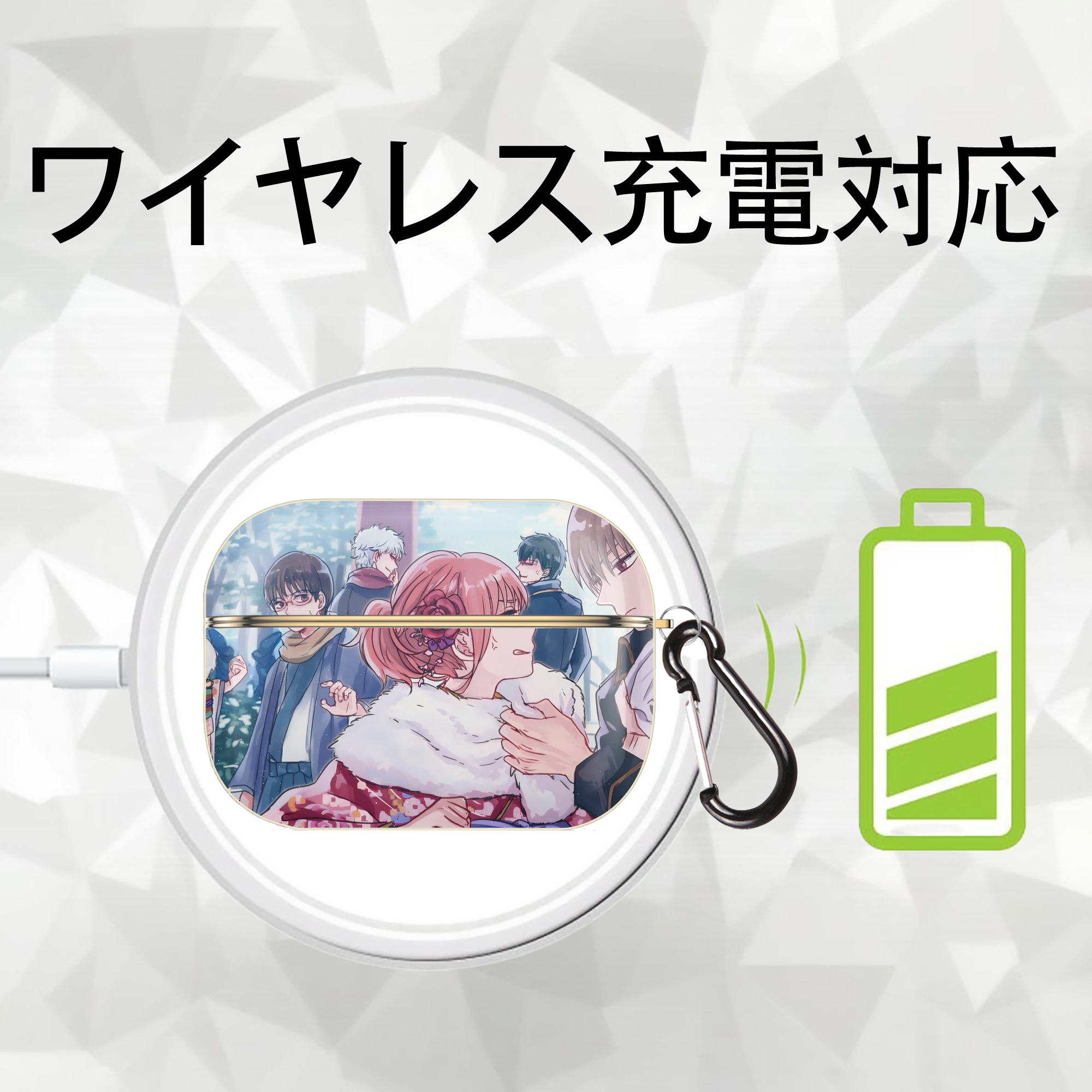ぎんたま 坂田銀時（さかたぎんとき） 神楽 志村新八（しむら しんぱち） GINTAMA Sakata Gintoki Kagura Shimura Shinpachi 【AirPods Pro用】ハードシェル保護ケース｜耐衝撃・防指紋・カラビナ付き商品仕様