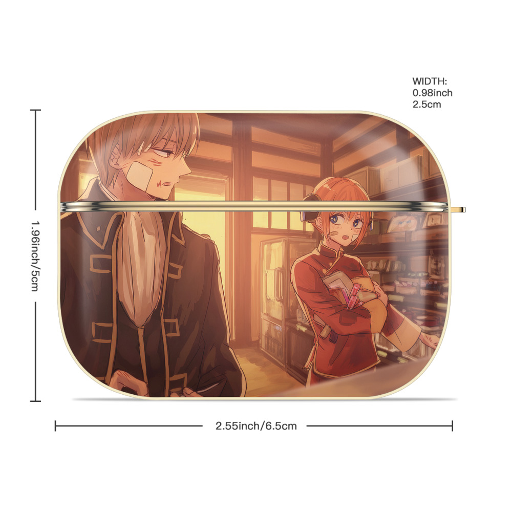 ぎんたま 坂田銀時（さかたぎんとき） 神楽 志村新八（しむら しんぱち） GINTAMA Sakata Gintoki Kagura Shimura Shinpachi 【AirPods Pro用】ハードシェル保護ケース｜耐衝撃・防指紋・カラビナ付き商品仕様