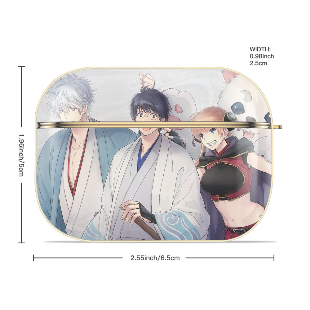 ぎんたま 坂田銀時（さかたぎんとき） 神楽 志村新八（しむら しんぱち） GINTAMA Sakata Gintoki Kagura Shimura Shinpachi 【AirPods Pro用】ハードシェル保護ケース｜耐衝撃・防指紋・カラビナ付き商品仕様