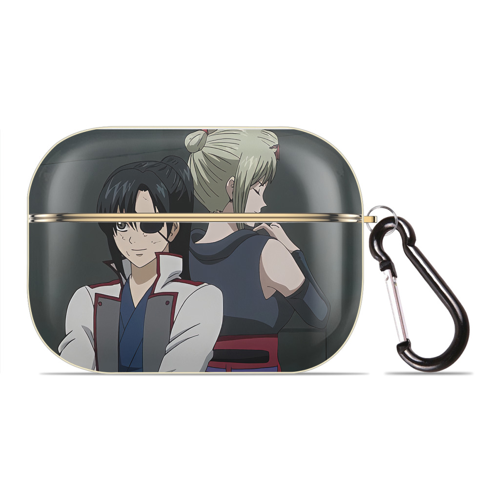 （画像用） ぎんたま 坂田銀時（さかたぎんとき） 神楽 志村新八（しむら しんぱち） GINTAMA Sakata Gintoki Kagura Shimura Shinpachi 【AirPods Pro用】ハードシェル保護ケース｜耐衝撃・防指紋・カラビナ付き商品仕様