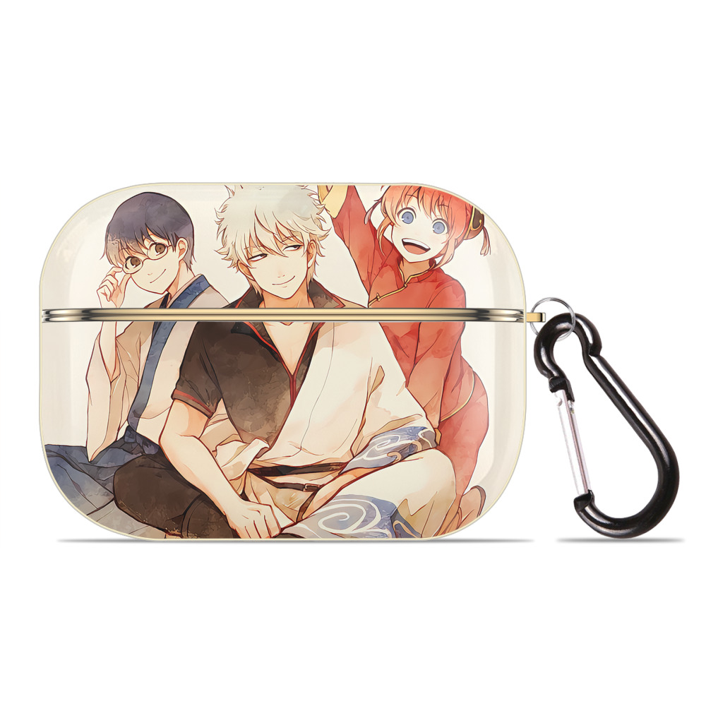 （画像用） ぎんたま 坂田銀時（さかたぎんとき） 神楽 志村新八（しむら しんぱち） GINTAMA Sakata Gintoki Kagura Shimura Shinpachi 【AirPods Pro用】ハードシェル保護ケース｜耐衝撃・防指紋・カラビナ付き商品仕様