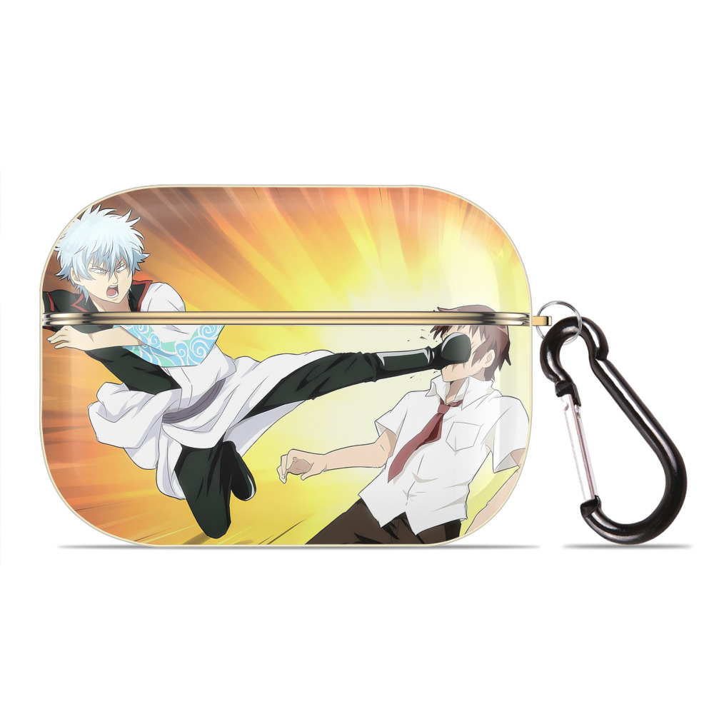 （画像用） ぎんたま 坂田銀時（さかたぎんとき） 神楽 志村新八（しむら しんぱち） GINTAMA Sakata Gintoki Kagura Shimura Shinpachi 【AirPods Pro用】ハードシェル保護ケース｜耐衝撃・防指紋・カラビナ付き商品仕様