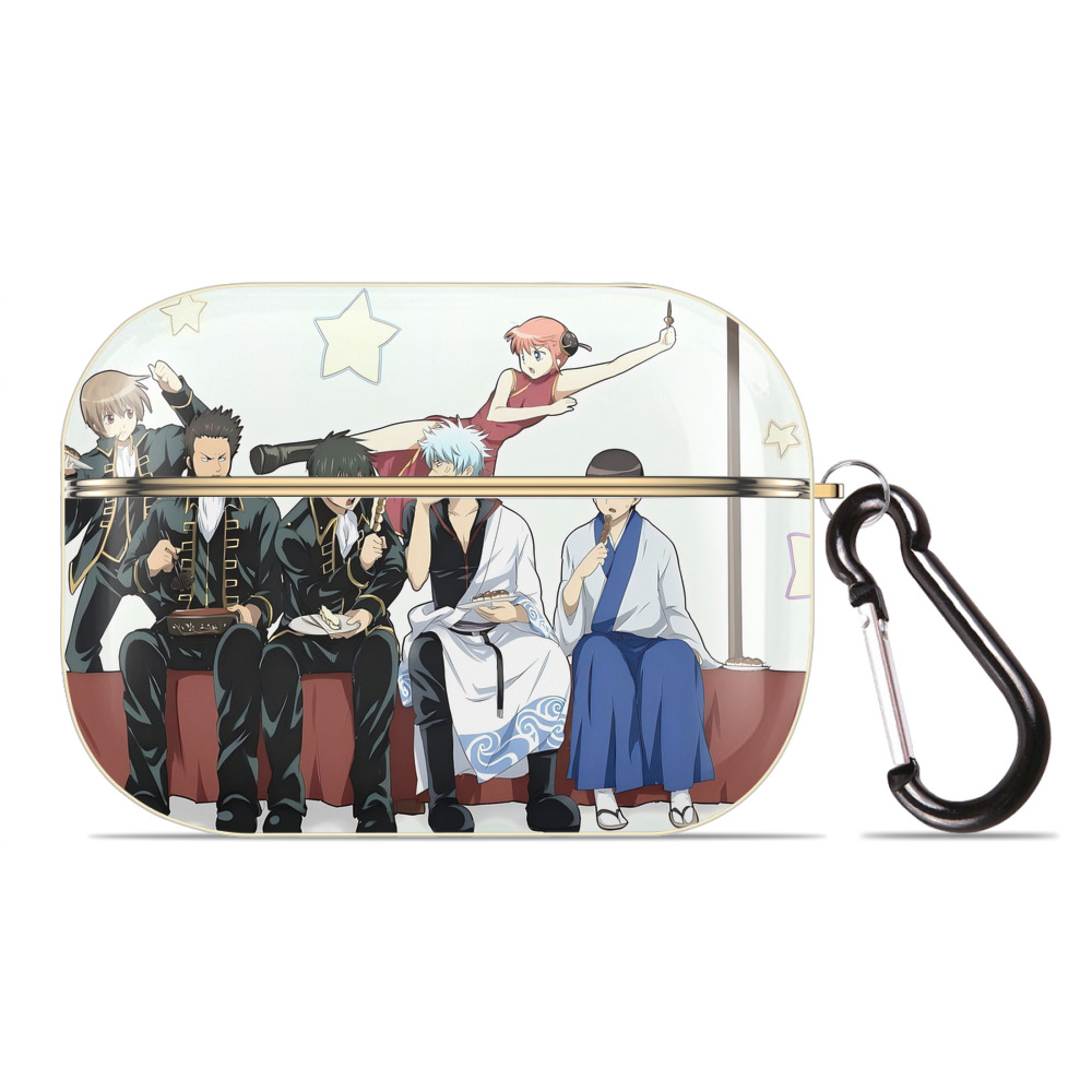 （画像用） ぎんたま 坂田銀時（さかたぎんとき） 神楽 志村新八（しむら しんぱち） GINTAMA Sakata Gintoki Kagura Shimura Shinpachi 【AirPods Pro用】ハードシェル保護ケース｜耐衝撃・防指紋・カラビナ付き商品仕様