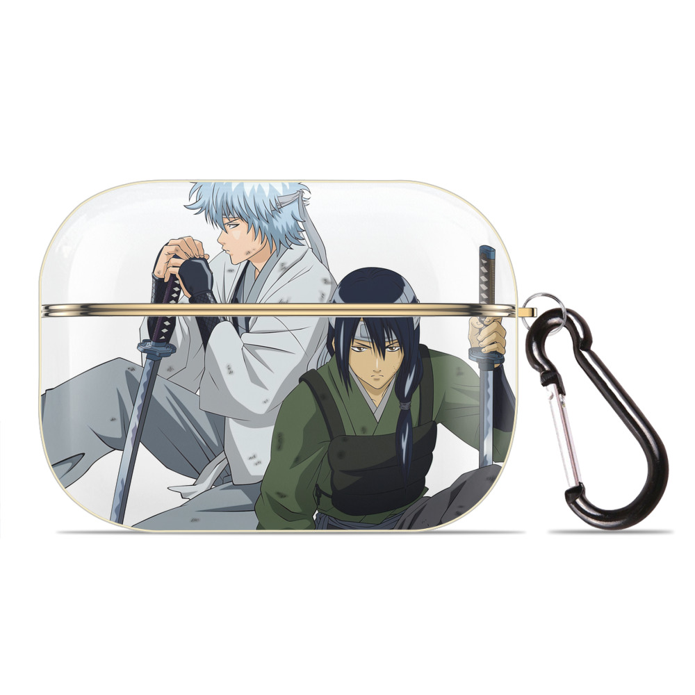 （画像用） ぎんたま 坂田銀時（さかたぎんとき） 神楽 志村新八（しむら しんぱち） GINTAMA Sakata Gintoki Kagura Shimura Shinpachi 【AirPods Pro用】ハードシェル保護ケース｜耐衝撃・防指紋・カラビナ付き商品仕様