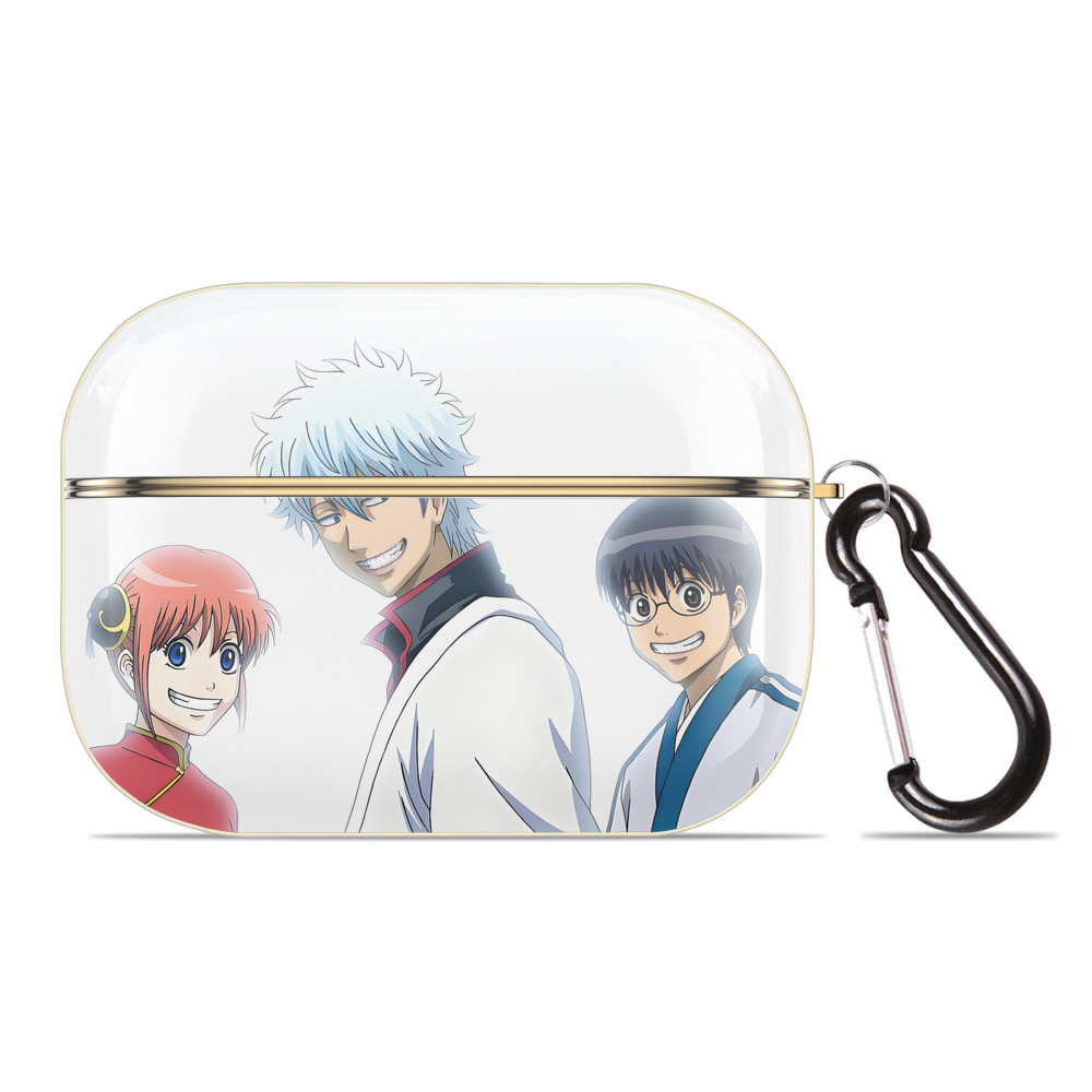 （画像用） ぎんたま 坂田銀時（さかたぎんとき） 神楽 志村新八（しむら しんぱち） GINTAMA Sakata Gintoki Kagura Shimura Shinpachi 【AirPods Pro用】ハードシェル保護ケース｜耐衝撃・防指紋・カラビナ付き商品仕様
