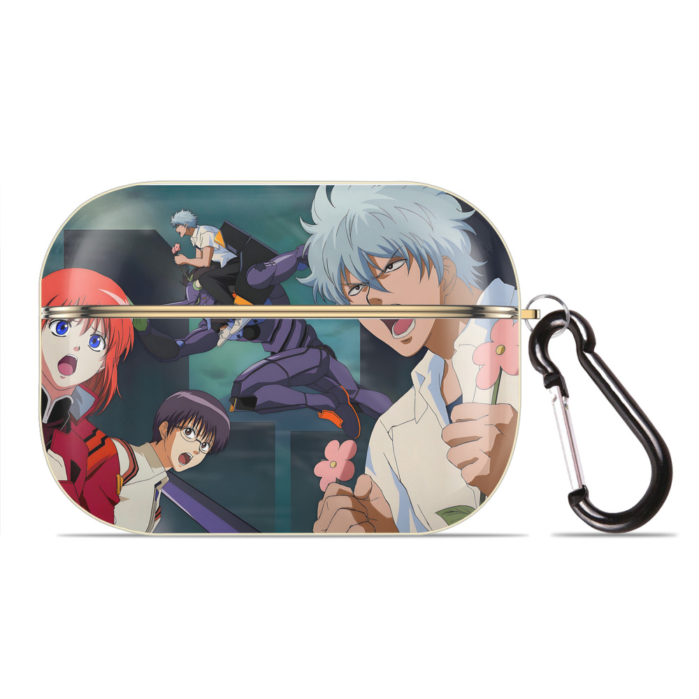 （画像用） ぎんたま 坂田銀時（さかたぎんとき） 神楽 志村新八（しむら しんぱち） GINTAMA Sakata Gintoki Kagura Shimura Shinpachi 【AirPods Pro用】ハードシェル保護ケース｜耐衝撃・防指紋・カラビナ付き商品仕様