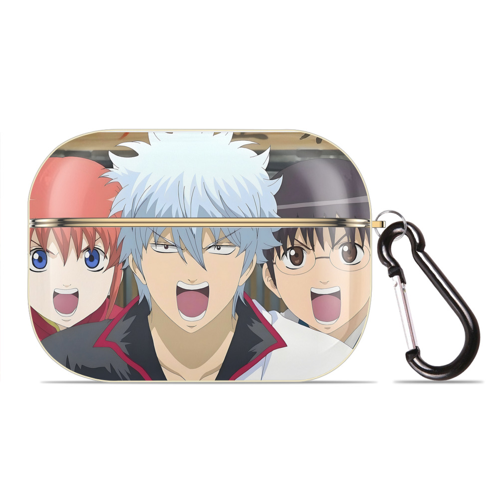 （画像用） ぎんたま 坂田銀時（さかたぎんとき） 神楽 志村新八（しむら しんぱち） GINTAMA Sakata Gintoki Kagura Shimura Shinpachi 【AirPods Pro用】ハードシェル保護ケース｜耐衝撃・防指紋・カラビナ付き商品仕様